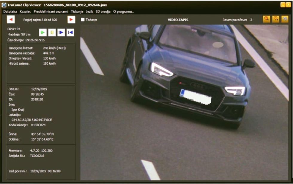 Z Audijem RS4 pri Brežicah »prebil zvočni zid«